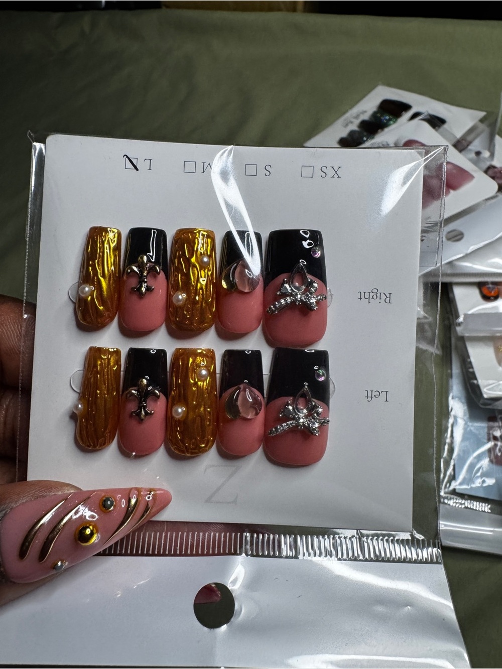 Trio, large press-on nail set for sale ,3 for $20